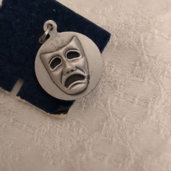 Vintage 70s Comedy Tragedy Drama sterling silver‎ pendant/charm lot - Picture 11 of 15